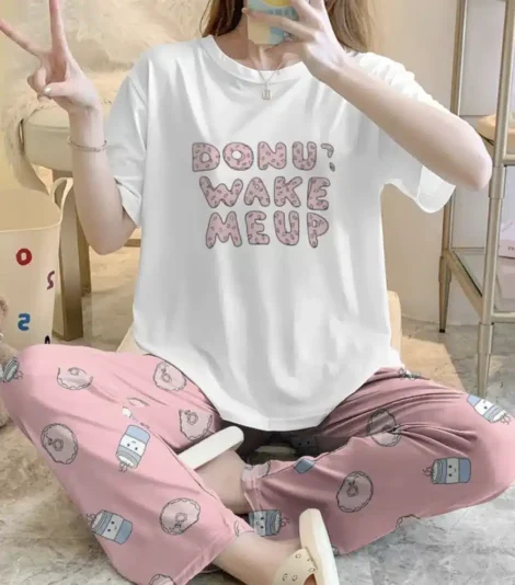 Donut Wake Me Up Kısa Kollu Pijama Takımı